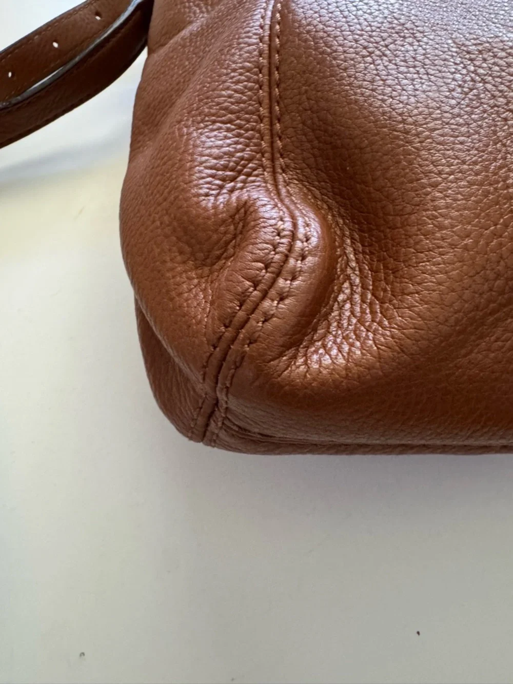 Michael Kors Cognac Leather Side Logo Gold Hardware Crossbody Bag